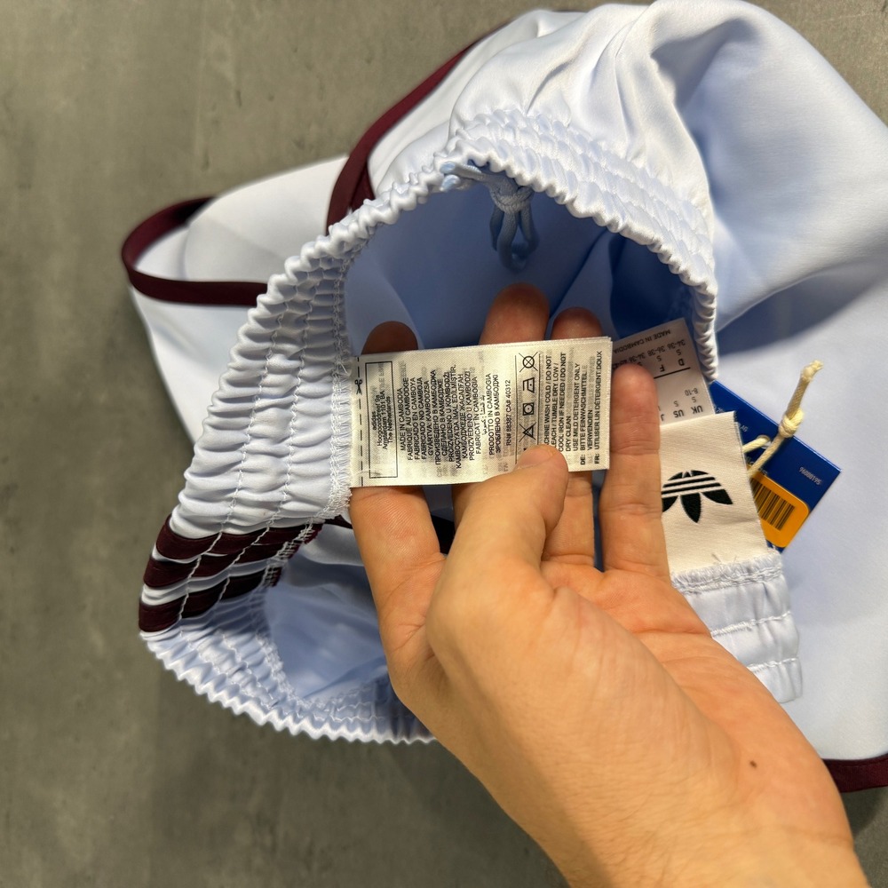 Adidas Shorts Womens Small 3S Sprinter Short Ice Blue Maroon Striped Asian Fit - Picture 7 of 10